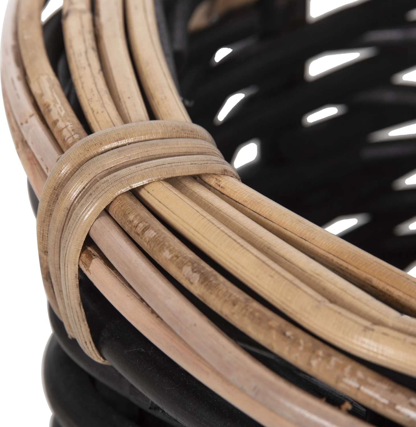 Shporta dyshemeje 2 copë, Potts, FH4379, rattan, ngjyrë e zezë dhe natyrale, Φ61+Φ45 cm