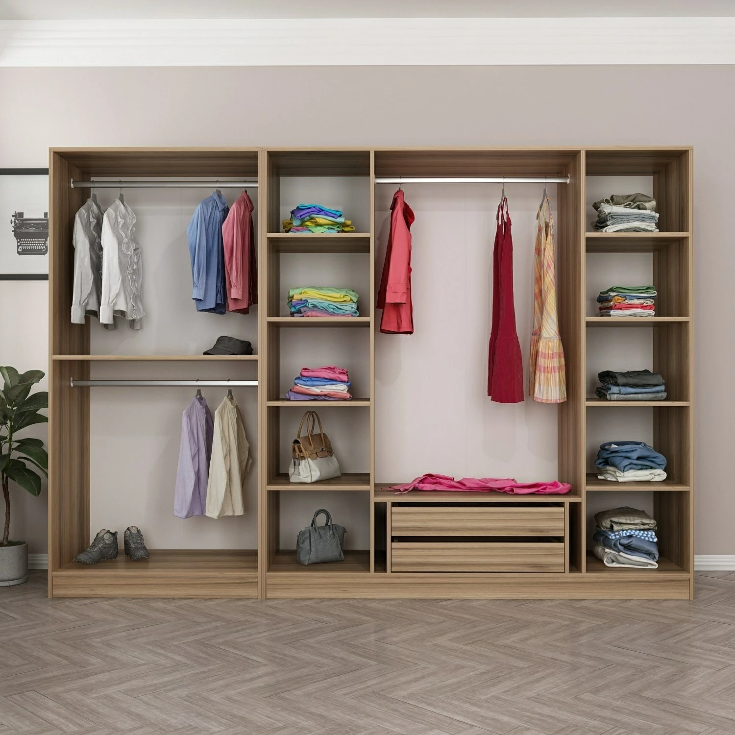 Dollap Skye Decor, ngjyrë fume, 270x210x52cm, 8 pjesë