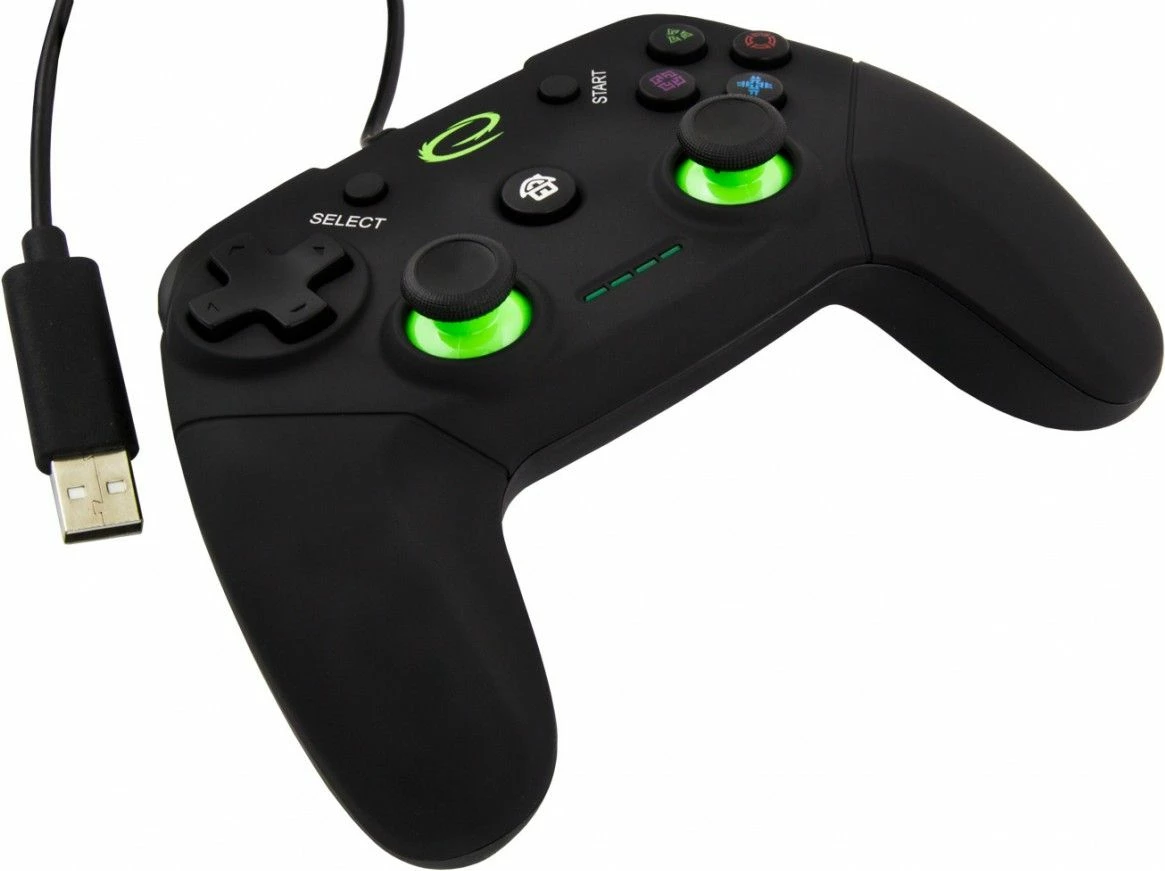 Gamepad Esperanza Vanquisher EGG110K, me kabllo 1.5 m, për PC/PS3, vibrim, i zi