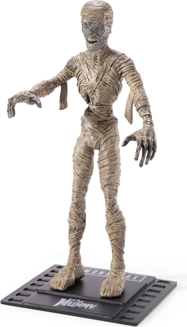 Figurinë NOBLE COLLECTION Bendyfigs Universal Monsters Mummy 19 cm me stendë, bezhë