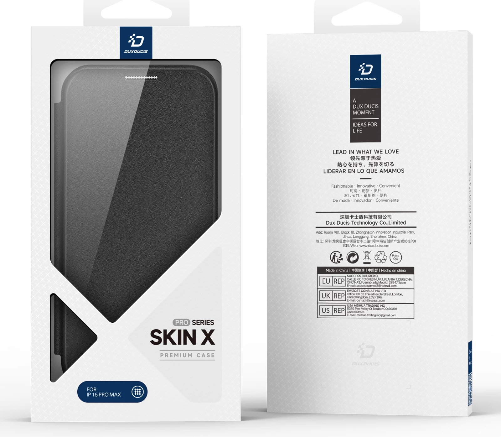 Mbështjellës Dux Ducis Skin X Pro për iPhone 16 Pro Max me MagSafe dhe flip, i zi