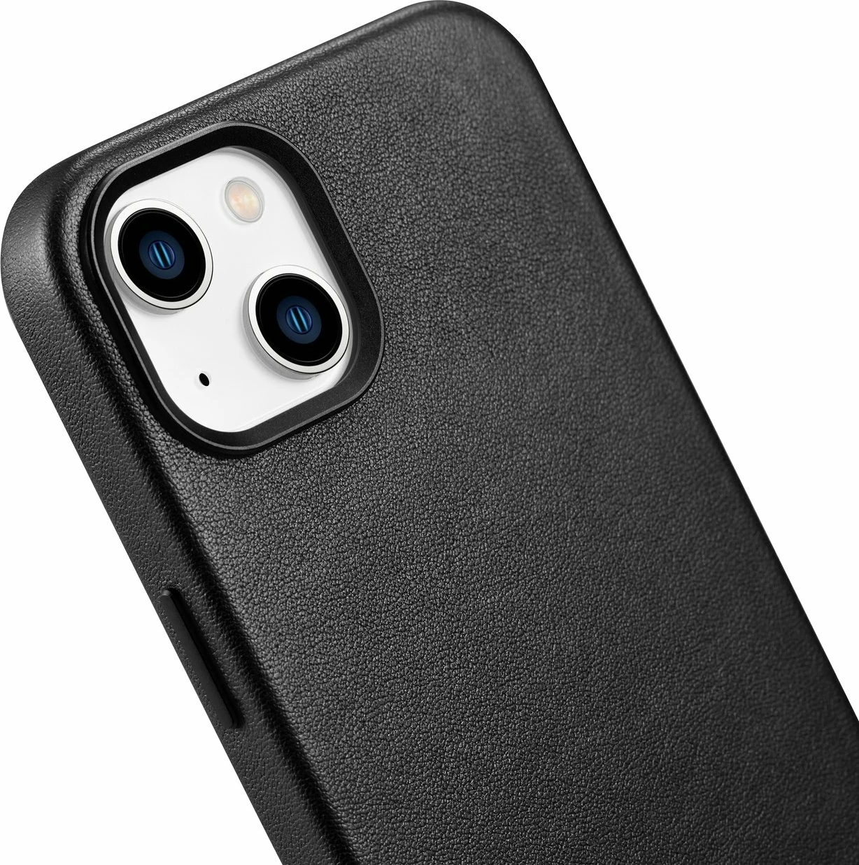 Mbështjellës iCarer për iPhone 14 Plus, lëkurë natyrale, MagSafe, zi