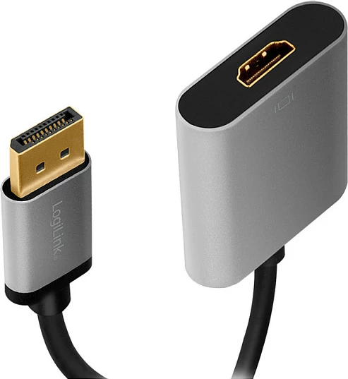 Adapter DisplayPort në HDMI LogiLink, 4K 60Hz, 0.15m, alumin, zi/gri