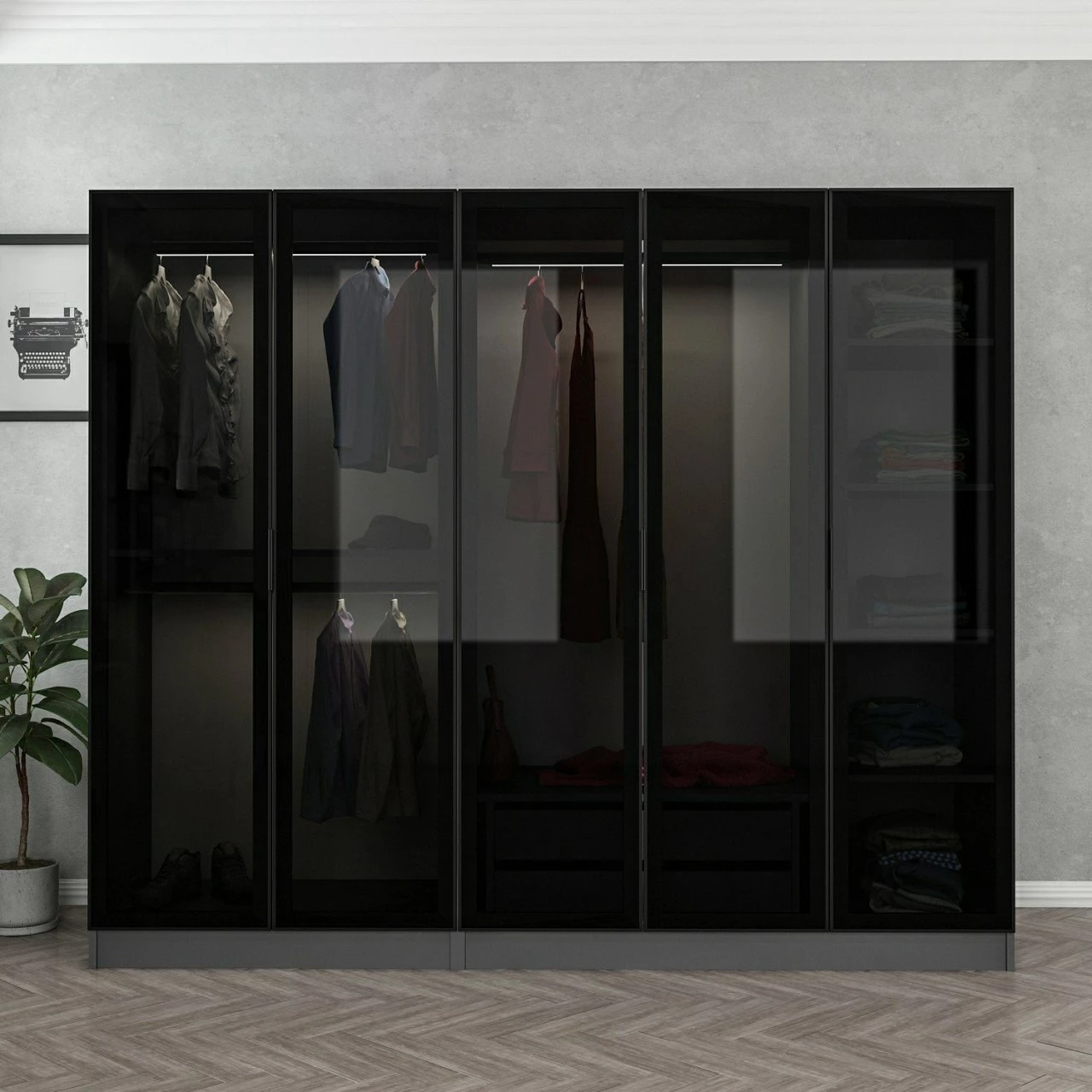 Dollap Skye Decor, anthracite e zi, 225x190x52cm