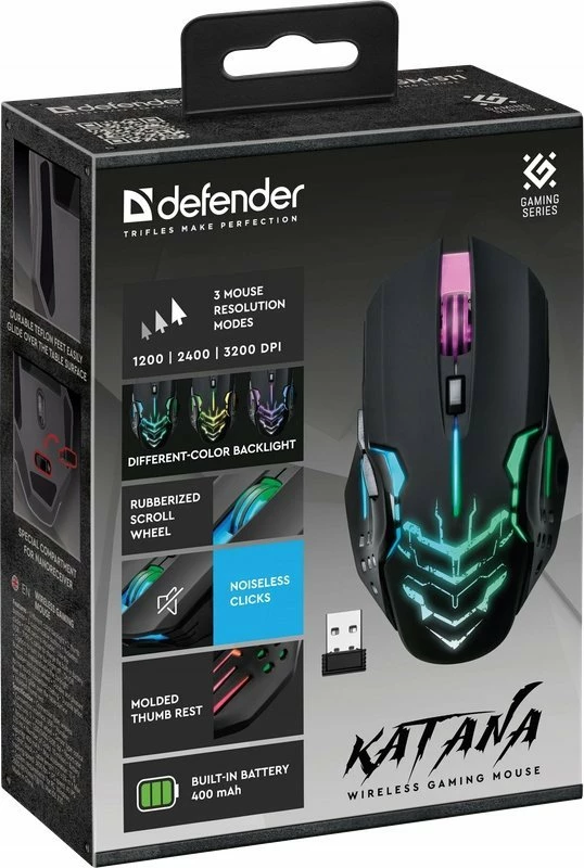 Maus Defender Katana GM-511 RGB 3200 DPI wireless, i zi