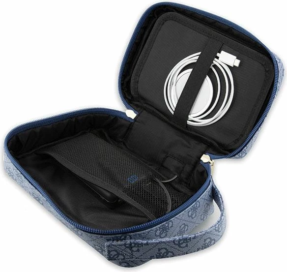 Çantë organizer Guess 4G Printed Stripes, poliester/nylon, kaltër