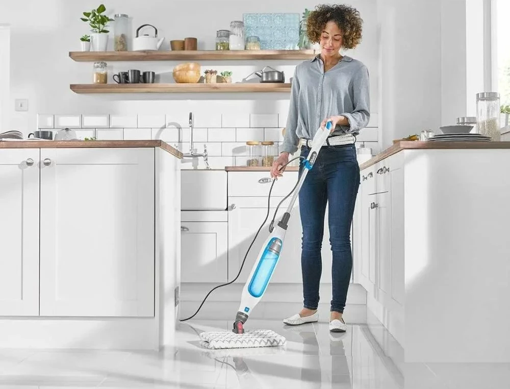 Mop me avull, Shark S6001EU Klik 'n' Flip, 1050W, depozitë 0.35 L, kabllo 7 m, i bardhë/blu