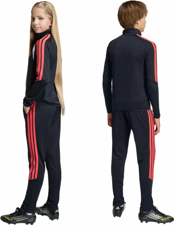 Pantallona sportive për fëmijë adidas, të zeza e të kuqe [Madhësia: 152 cm]
