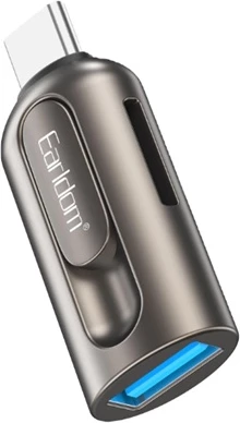 Earldom 2-në-1 Lexues Kartash & OTG Adapter (USB-C), me dizajn modern dhe funksional, për shtëpi, zyrë dhe udhëtime, hiri (gunmetal)