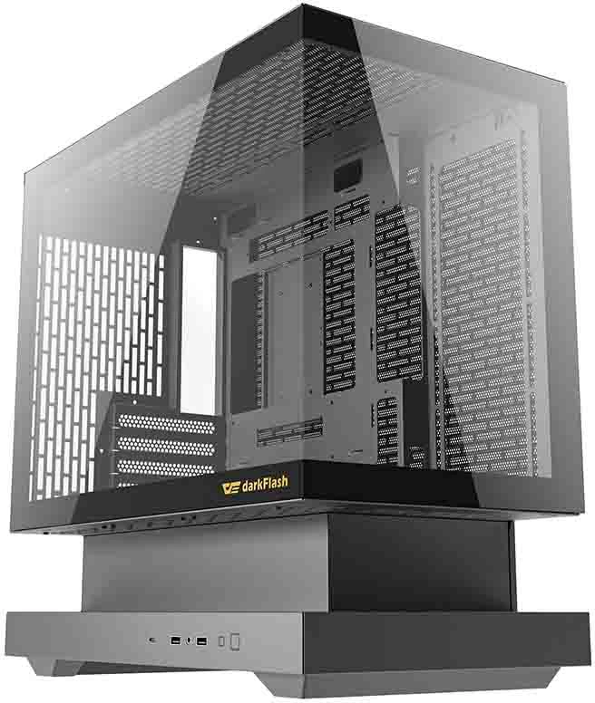 Kasë, Darkflash F1, midi tower M-ATX/ITX, panel xhami i kalitur, 6 ventilatorë ARGB, e zezë, set