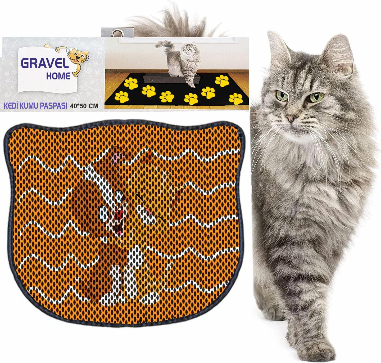 Tapet për rërë maceje, shumëngjyrësh, Paws & Whiskers, Kdkafa0023, 40x50cm