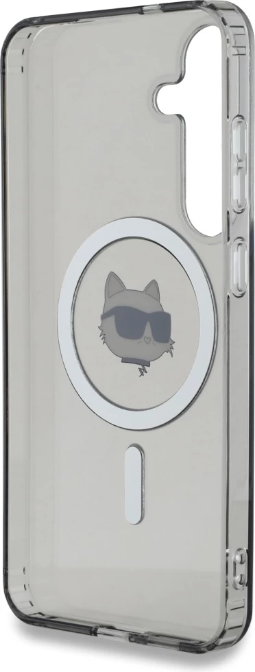 Mbështjellës Karl Lagerfeld Button Choupette Head Printed Logo MagSafe për Samsung Galaxy S25, i zi