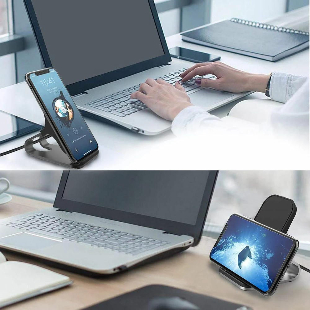 Karikues wireless Tech-Protect QI15W-S1, 15W, me qëndrim, i zi