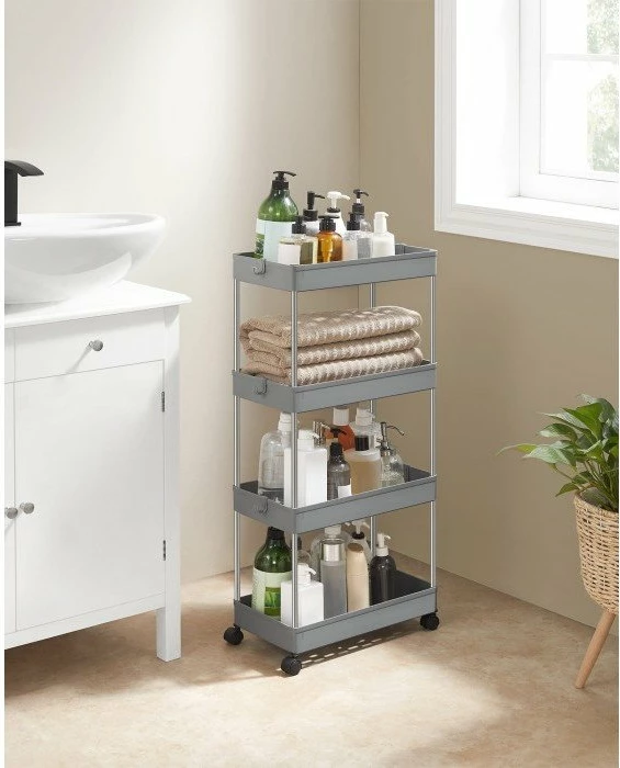 Kabinet lëvizës me rrota Leobert KSC010G01, 4 rafte, 40×22×86 cm, gri
