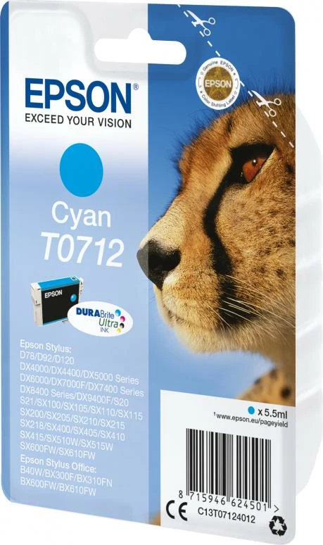 Kartrixh bojë, Epson, T0712, 5.5 ml DURABrite Ultra, cyan