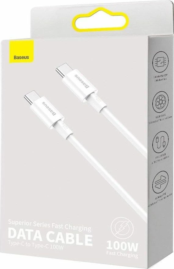 Kabllo USB-C në USB-C Baseus Superior BSU2861WHT 2 m 100W/5A e bardhë