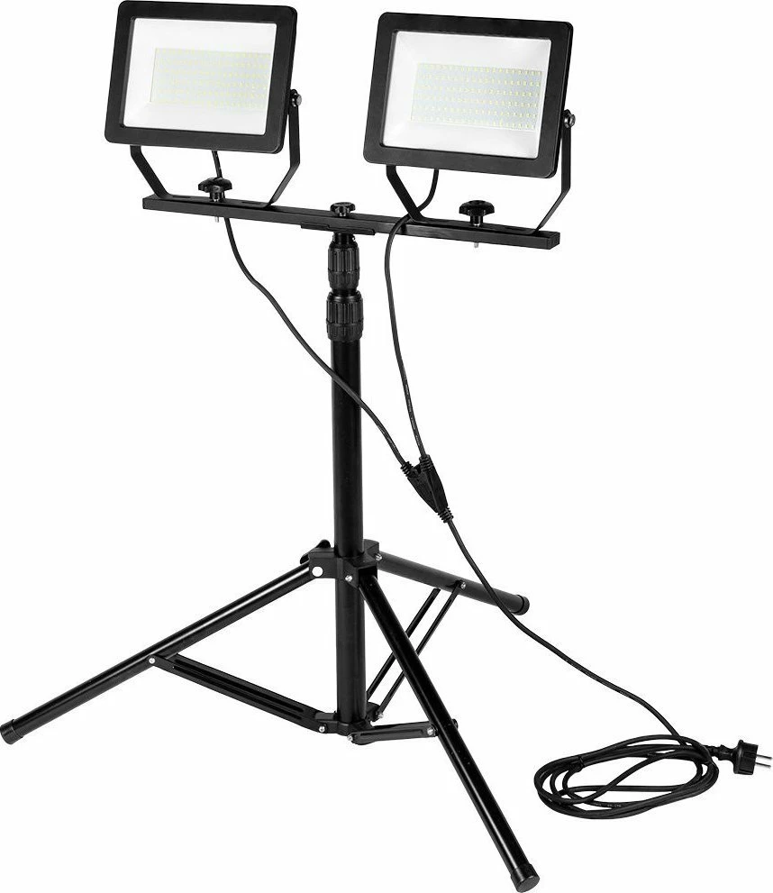 Reflektor LED i dyfishtë NEO Tools 99-096, 2x100W, 2x8500lm, IP65, stativ 1.8m, i zi