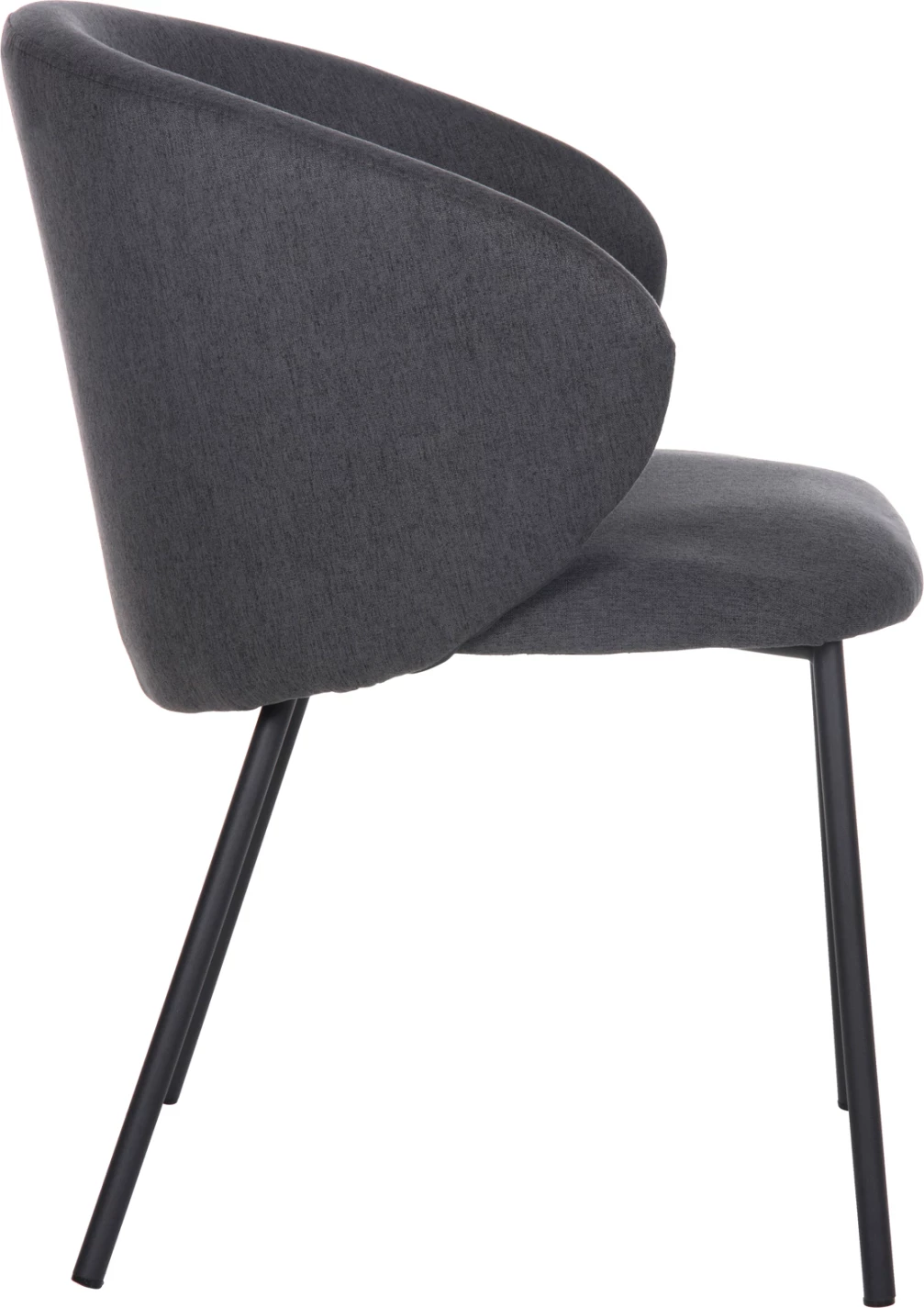 Karrige ngrënieje ISIAH FH9615.01, pëlhurë gri, këmbë metalike të zeza, 56x56x76H cm., set prej 2 copë