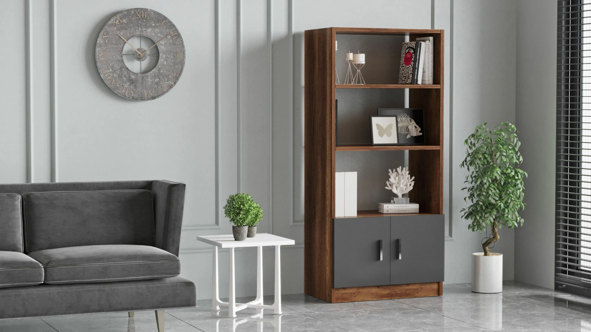 Raft librash Hanah Home, Vo4-Ba, ngjyrë arr dhe antracit