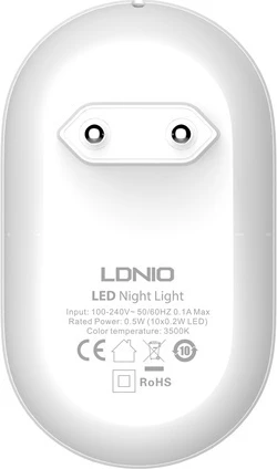 Dritë nate me sensor LDNIO Y2 LED 0.5 W 3500K prizë EU, e bardhë