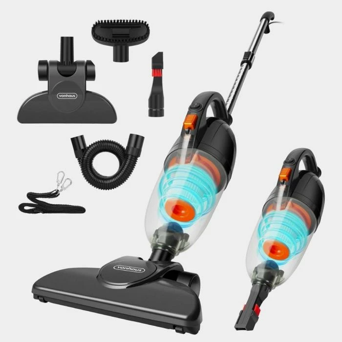 Fshesë me korrent vertikale VonHaus 3007796 800W, pa qese, 1.3L, filtër HEPA, 2-në-1, e zezë