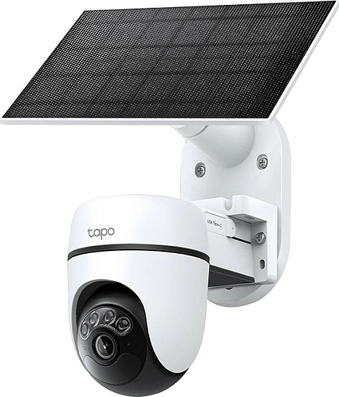 Kamerë sigurie IP TP-Link Tapo C610 KIT, 2304x1296, Wi‑Fi/LAN, PTZ, me panel diellor, e bardhë