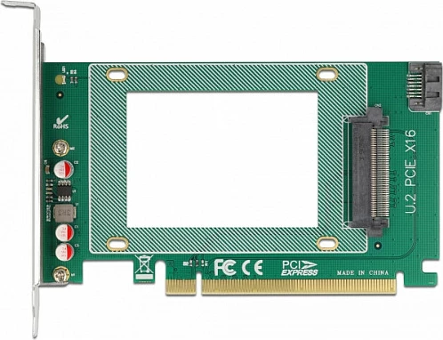 Kartelë zgjerimi PCIe DeLOCK U.2 NVMe SFF-8639, PCIe 4.0 x16, me port SATA, jeshile