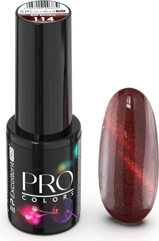 Llak për thonj hybrid për femra Excellent PRO Colors CatEye 114 Red Bauble 7g
