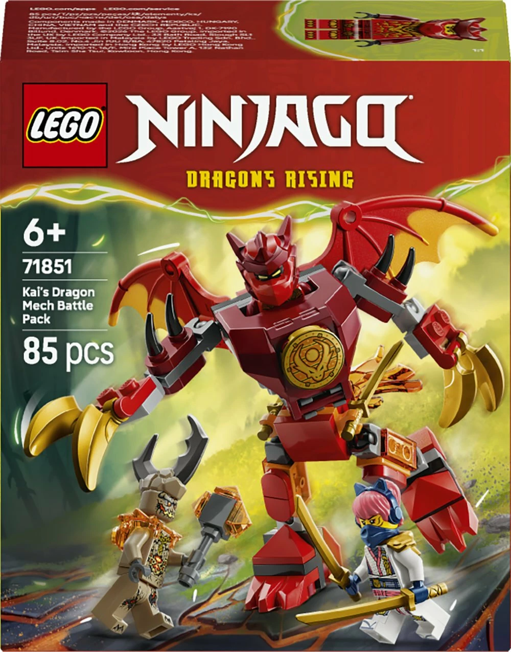Set LEGO Ninjago Kai's Dragon Mech Battle Pack 71851, 85 copë, 6+
