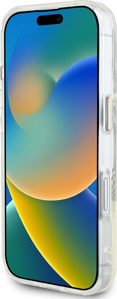 Mbështjellës Guess IML Metal Colored Circle Classic Logo MagSafe për iPhone 16, Bardhë