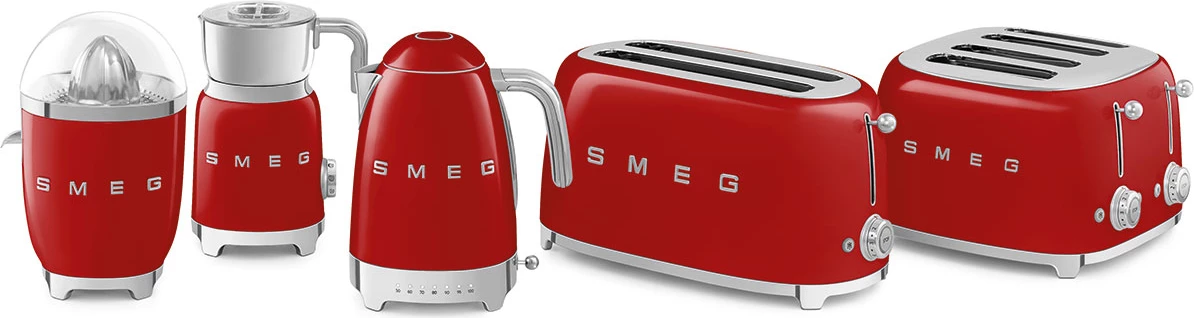 Toster Smeg TSF02RDEU 2 slote/4 feta 1500 W stil 50's, e kuqe