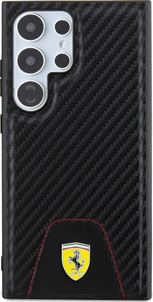Mbështjellës Ferrari Carbon Stitched Bottom për Samsung Galaxy S24 Ultra, i zi