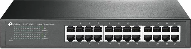 Switch TP-LINK TL-SG1024D 24-port Gigabit, rack 19\", i zi, set me kabllo rryme dhe kit montimi
