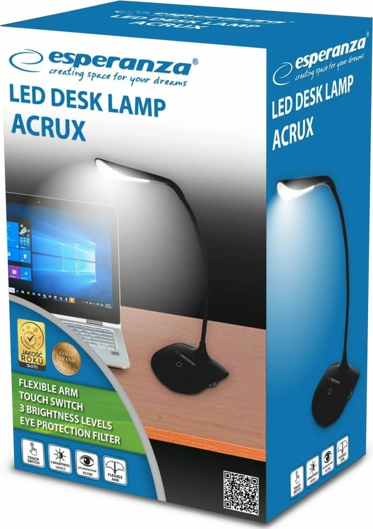 Lampë tavoline LED Esperanza Acruz ELD103K 3W 5500K me USB, e zezë