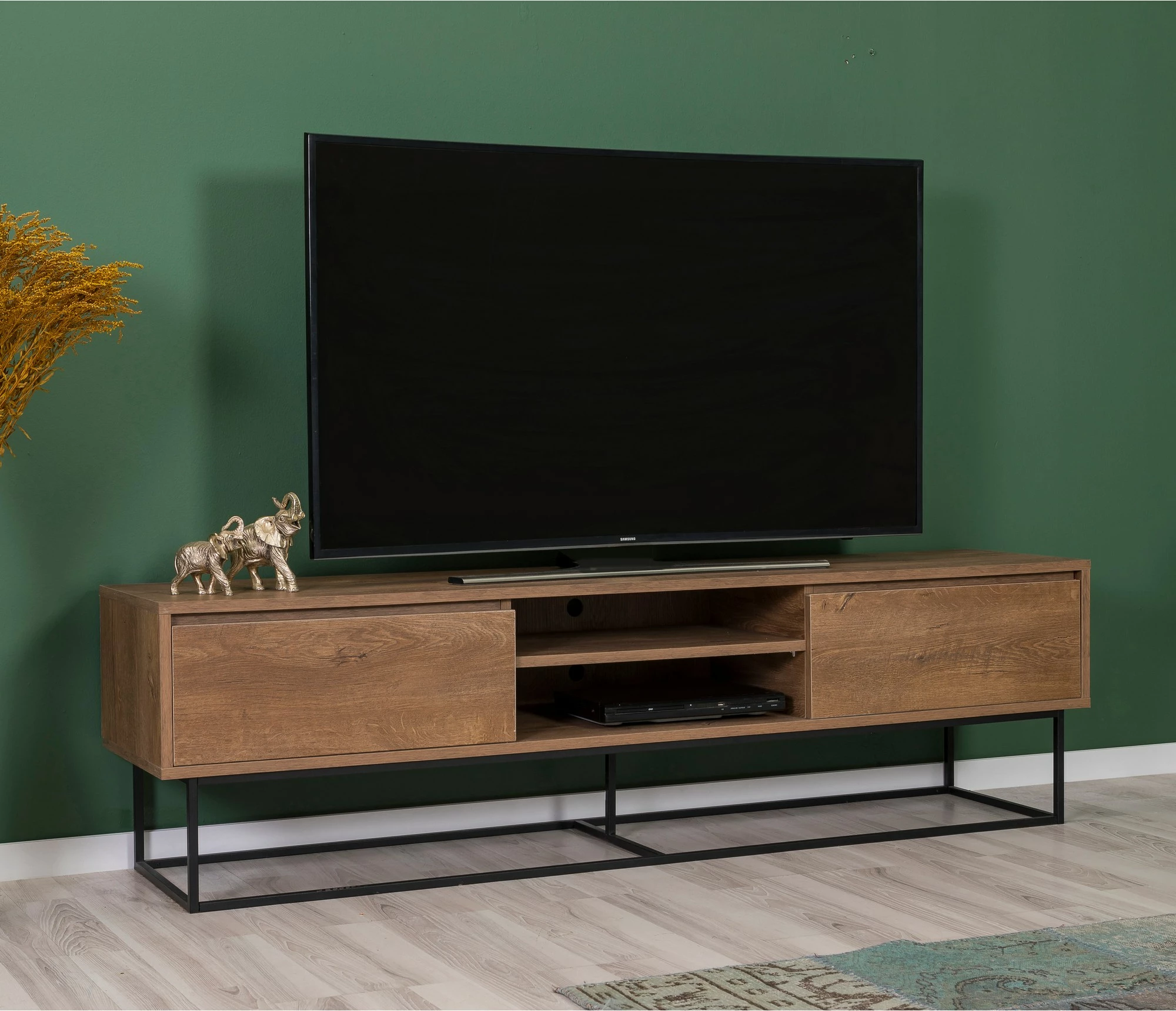 Set mobiljesh për dhomë dite, ngjyrë arre dhe e zezë, Laxus Takım 12