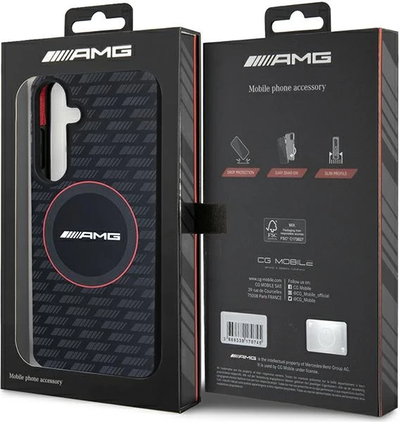 Mbështjellës Mercedes AMG Silicone Carbon Pattern MagSafe për Samsung Galaxy S24, i zi