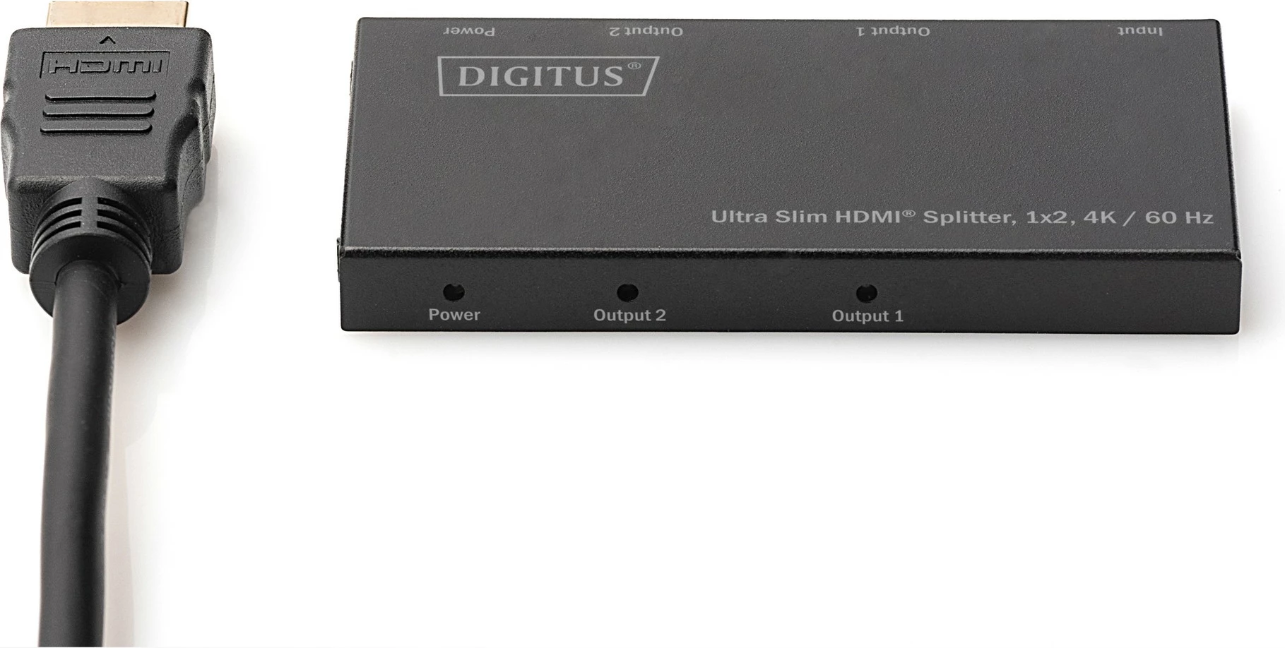Ndarës HDMI Digitus Ultra Slim 1x2, 4K/60Hz, metalik, i zi