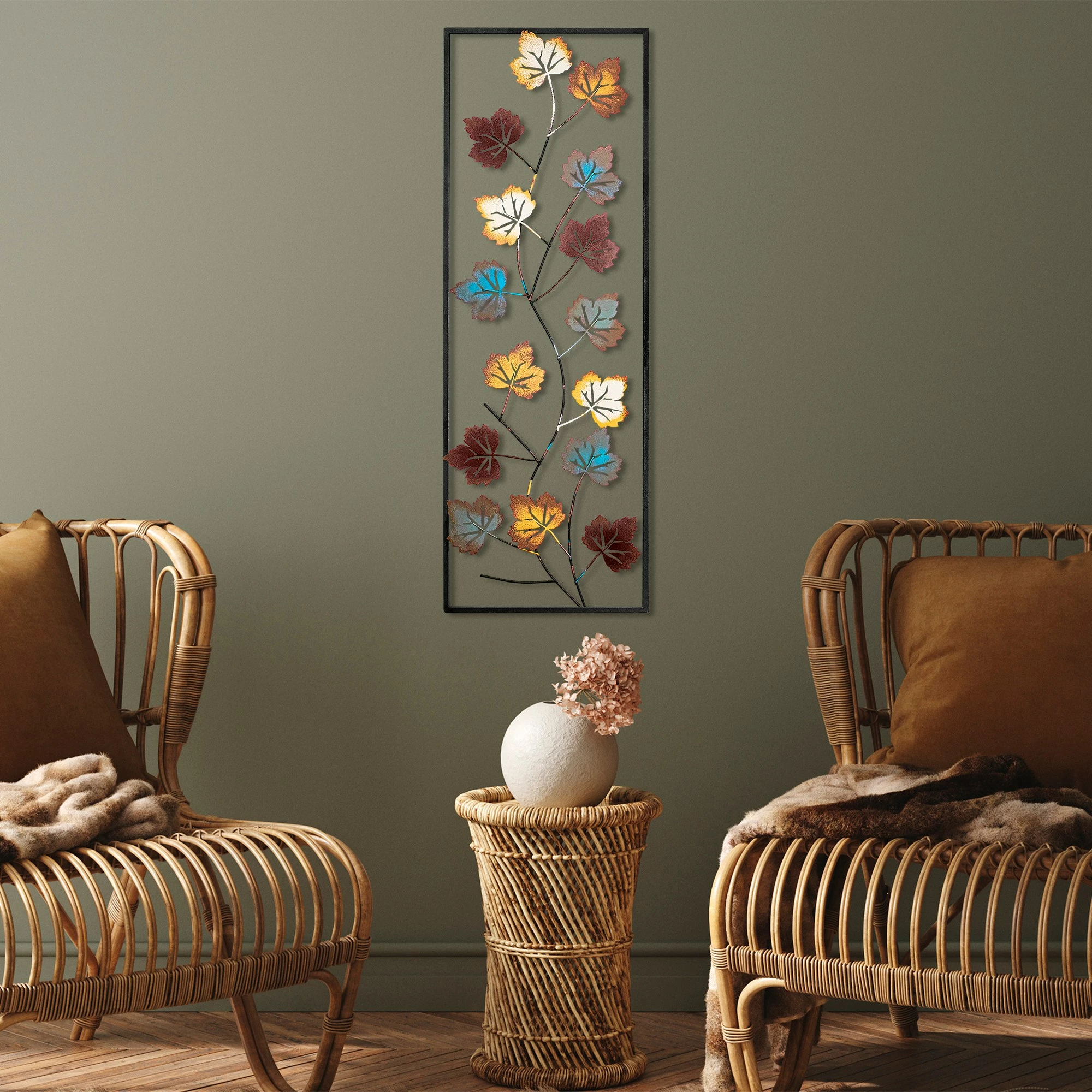 Aksesor dekorativ metalik për mur, Wallity, Platane, shumëngjyrësh, 32x90cm