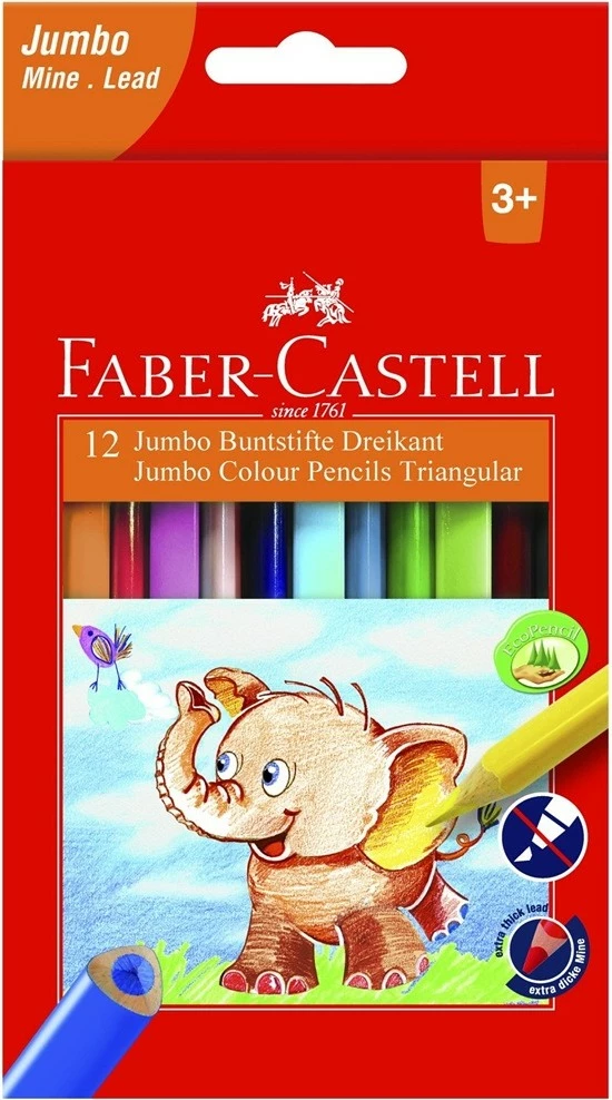 Lapsa ngjyruese Faber-Castell Jumbo Colour Pencils Triangular 12 copë