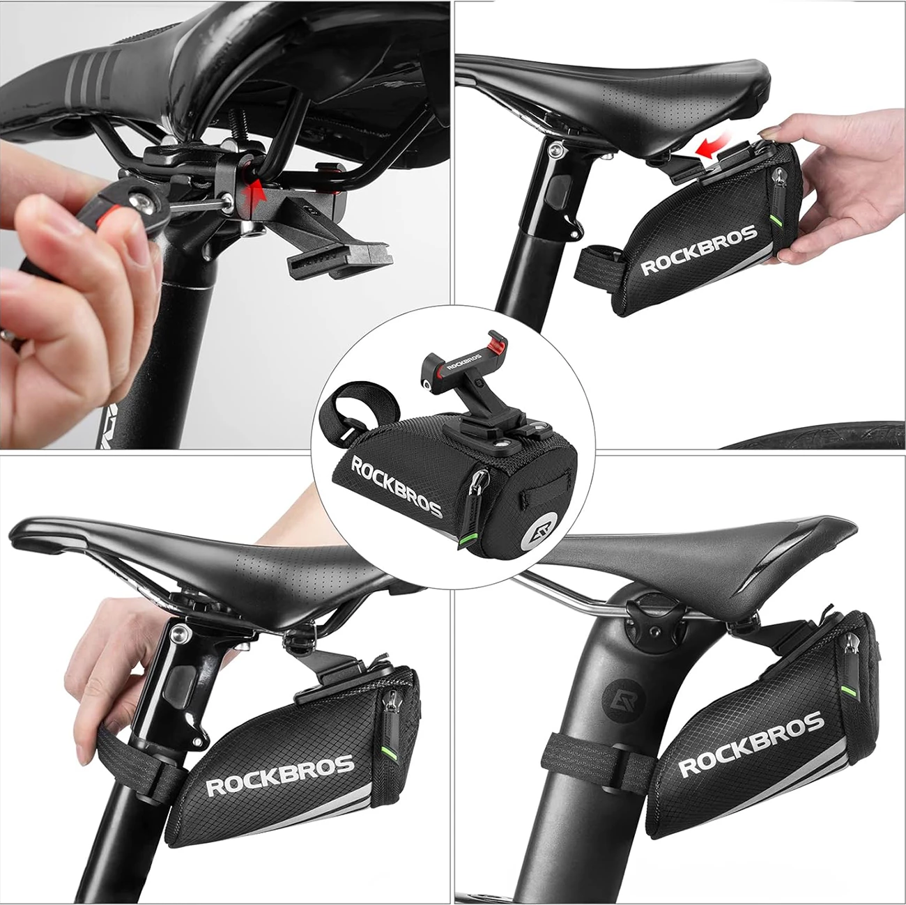 Çantë biçiklete Rockbros C28 nën sedilje, najlon, e zezë