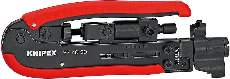 Mjet krimpimi Knipex 97 40 20, për F/BNC/RCA, 175mm, zi/kuqe