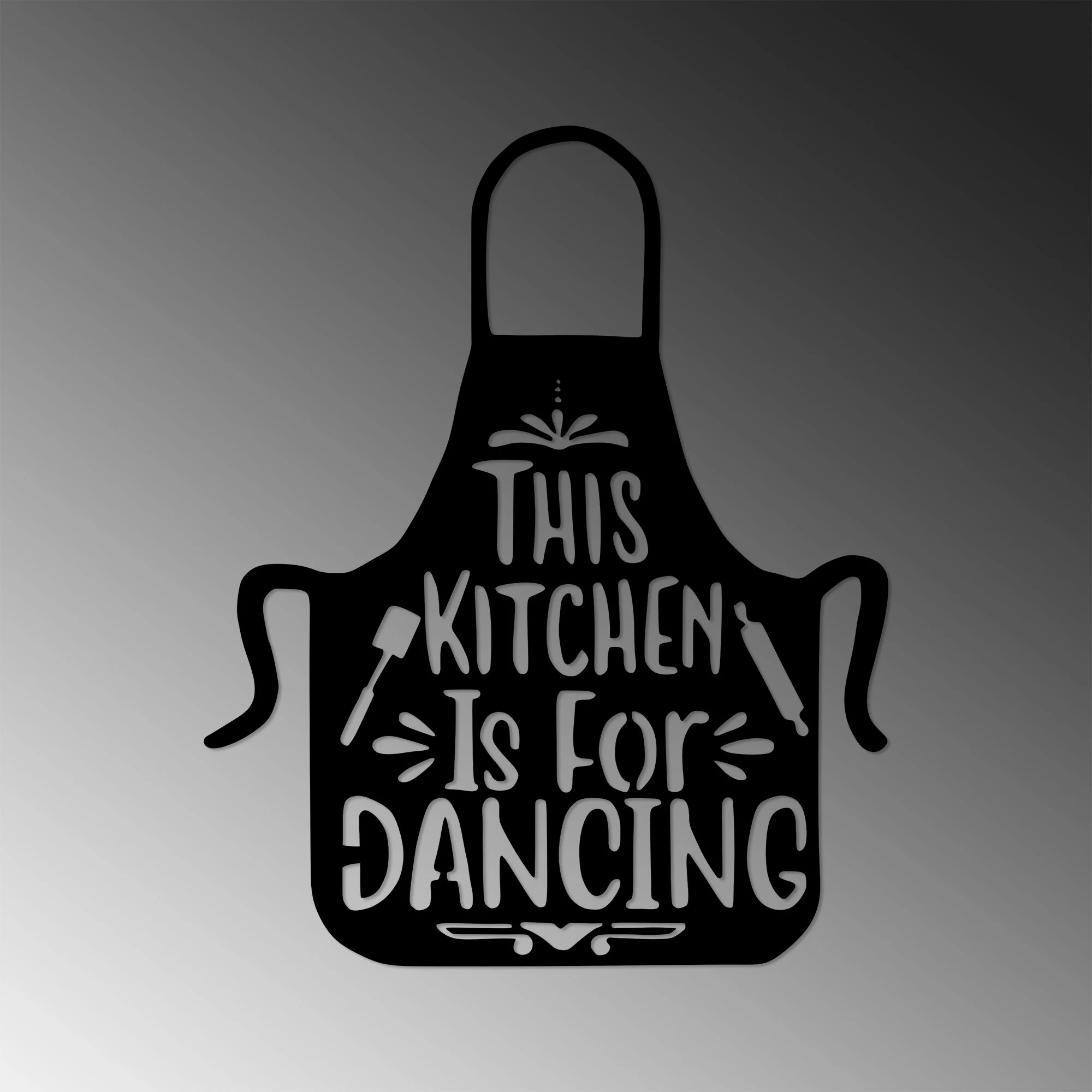 Aksesor dekorativ metalik për mur, Wallity, This Kitchen Is For Dancing, 57x70cm