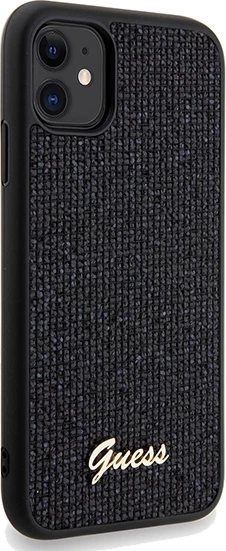 Mbështjellës Guess Disco Metal Script për iPhone 11/XR, TPU, i zi