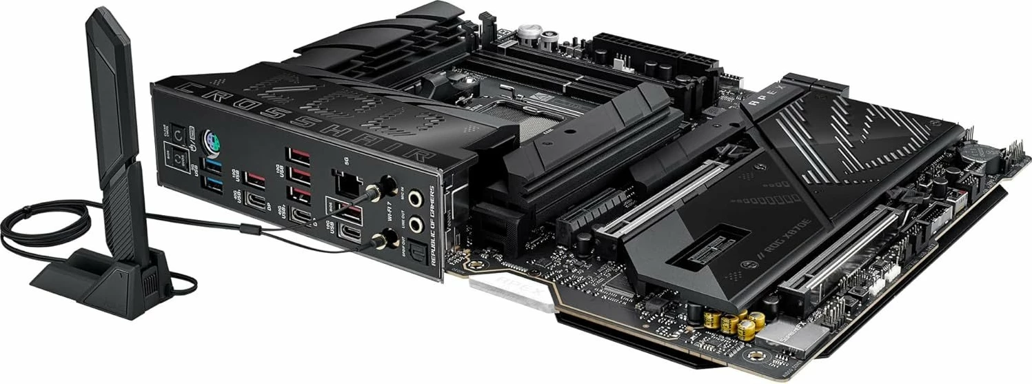 Pllakë amë Asus ROG Crosshair X870E Apex AM5 ATX DDR5 Wi‑Fi 7, e zezë, me antenë WiFi dhe fan kit
