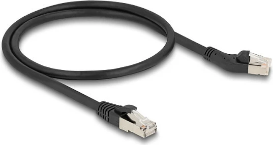 Kabllo rrjeti DeLOCK RJ45 Cat6a S/FTP 0.5m, konektor 45° majtas, e zezë
