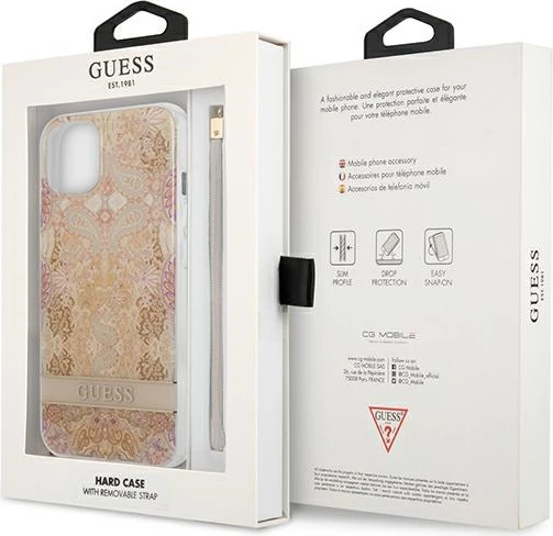 Mbështjellës Guess GUHCP13SHFLSD për iPhone 13 mini 5.4", Flower Strap, Ari