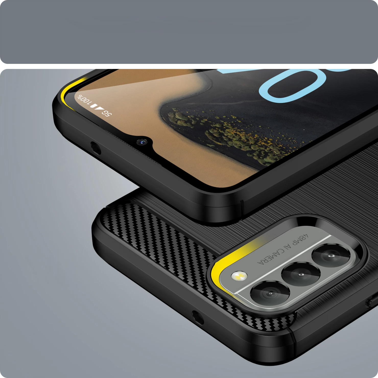 Mbështjellës Hurtel Carbon Case për Nokia G400, TPU, i zi