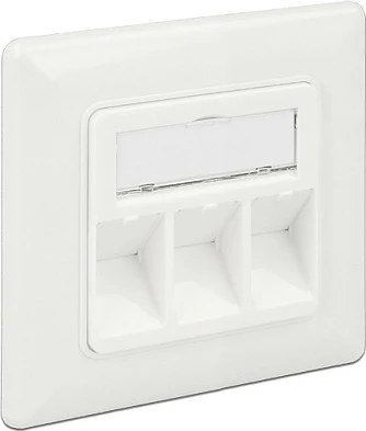 Prizë muri RJ-45 DeLOCK 86194, 3x Keystone, 80x80 mm, argjend/bardhë