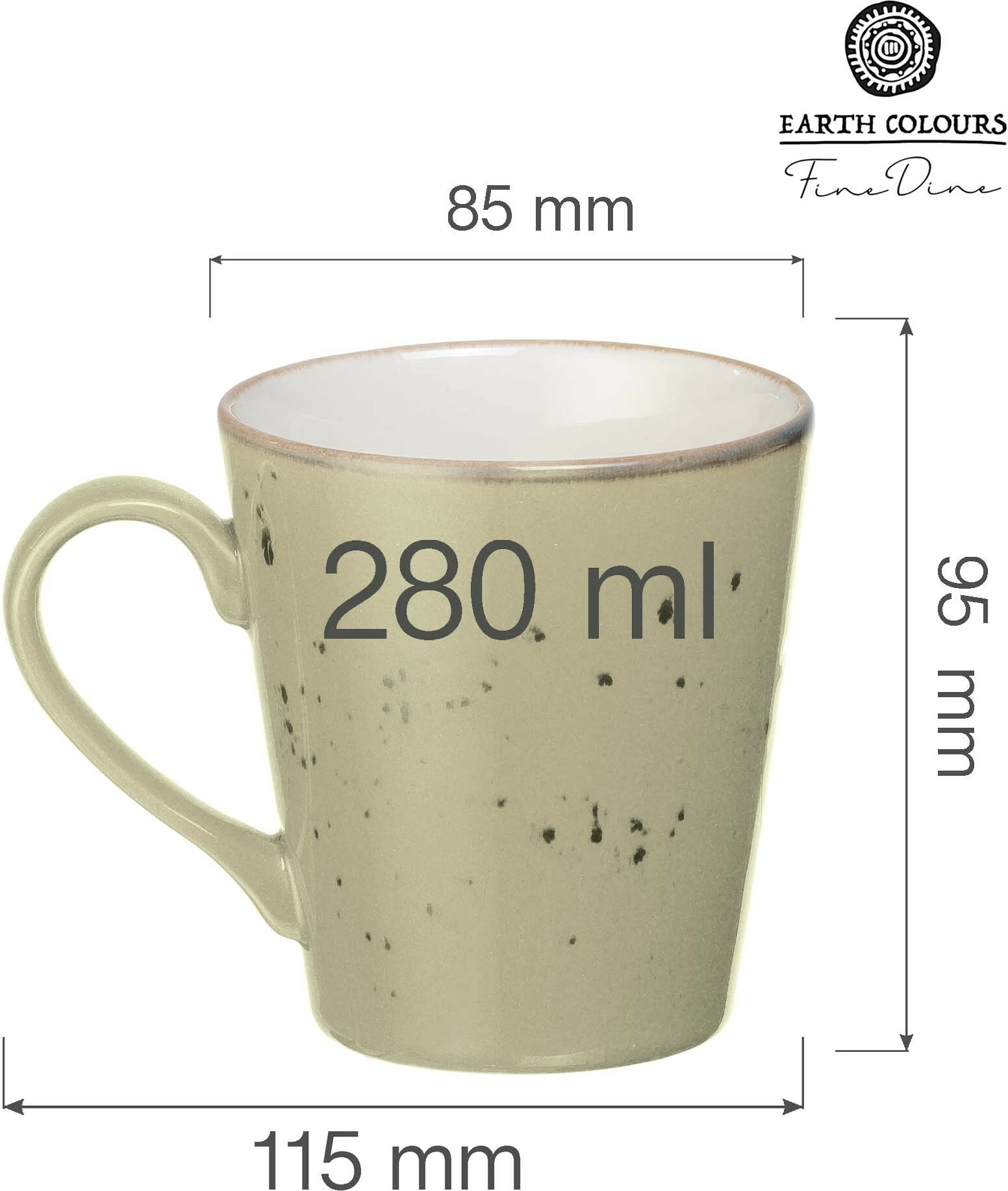 Filxhan Fine Dine 280 ml porcelan, set 6 copë, jeshile ulliri