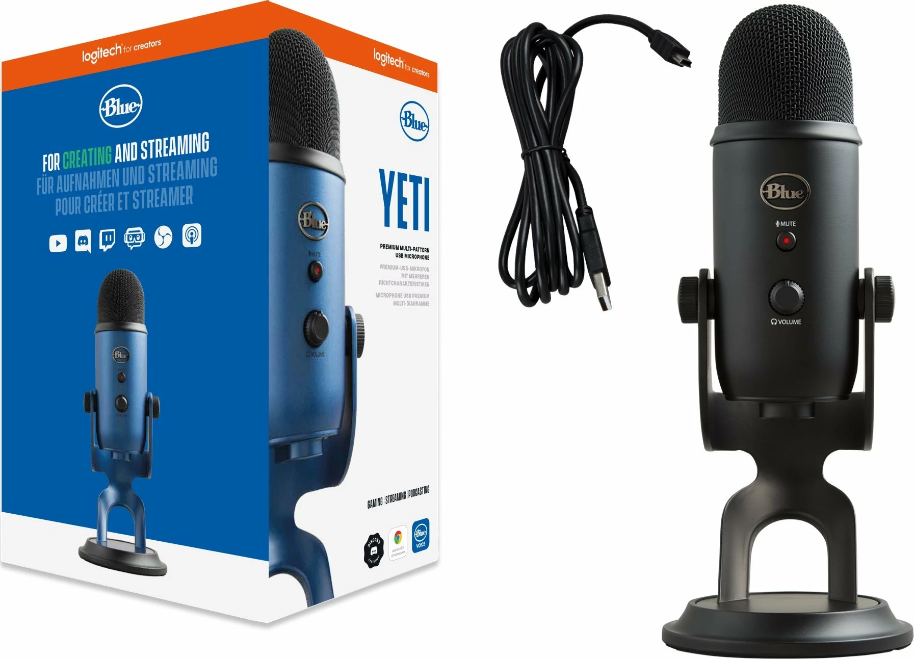 Microfon kondensator Blue Yeti USB Blackout 988-000229, kardioid, 20Hz-20kHz, me stand, i zi